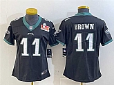 Women's Philadelphia Eagles #11 A. J. Brown Black 2025 Super Bowl LIX Patch Vapor Untouchable Limited Stitched Jersey(Run Small),baseball caps,new era cap wholesale,wholesale hats